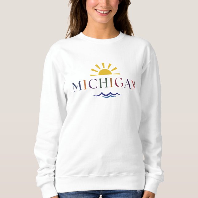 Sweatshirt T-shirt Michigan Rainbow Text (Devant)