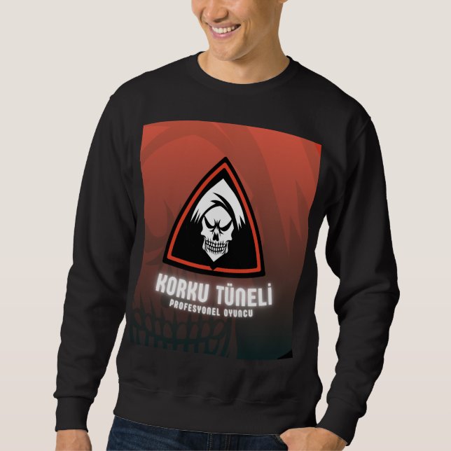 Sweatshirt T-shirt noir à manches longues avec motif (Devant)