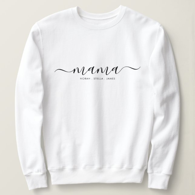 Sweatshirt T-shirt Noms des Enfants Mama Script Noir (Design devant)