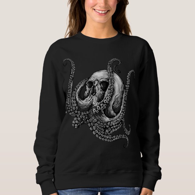 Sweatshirt T-shirt Octopus Sugar Skull (Devant)