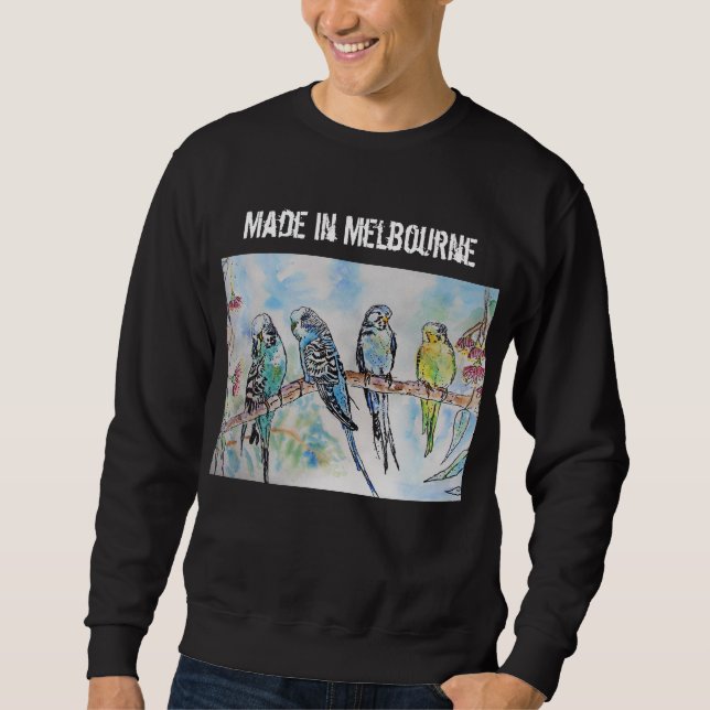 Sweatshirt T Shirt Perruche Bouffon Oiseau Fabriqué à Melbour (Devant)