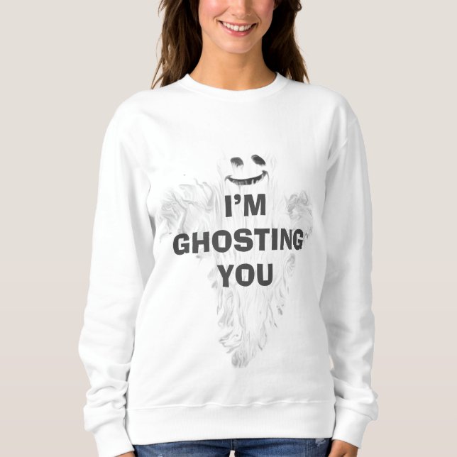 Sweatshirt T-shirt pour l'Halloween fantôme mignon (Devant)