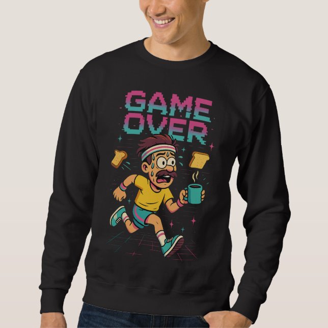 Sweatshirt T-shirt rétro “Game Over” Rush Café – Panique drôl (Devant)