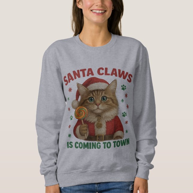 Sweatshirt T-shirt "Santa Claws arrive en ville" (Devant)