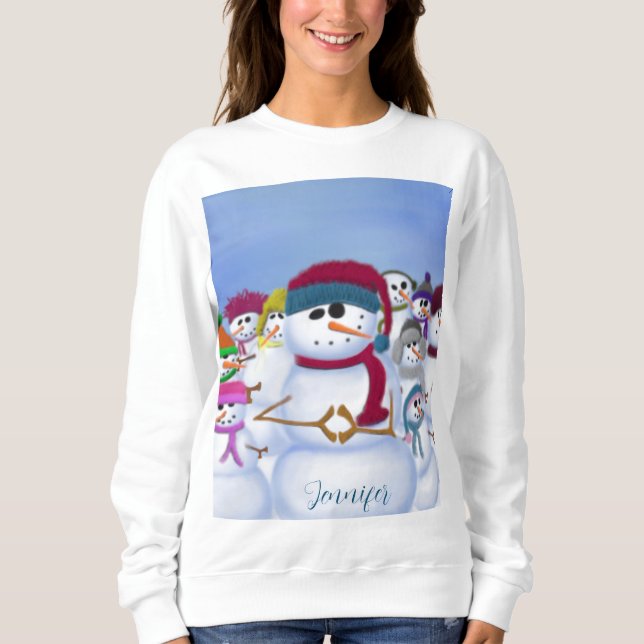 Sweatshirt T-shirt Snowmen mignon et capricieux (Devant)
