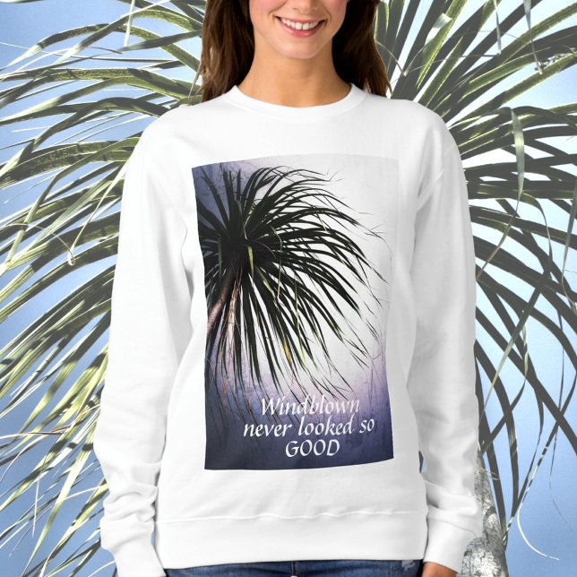 Sweatshirt T-shirt Tropical Chic Palm Tree soufflé au vent (Créateur téléchargé)