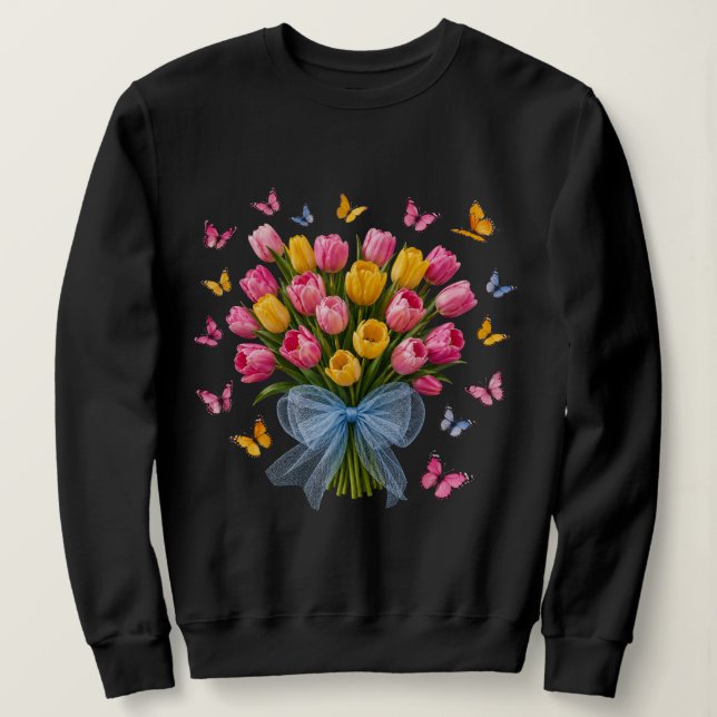 Sweatshirt T-shirt Tulipe & Papillons  (Design devant)