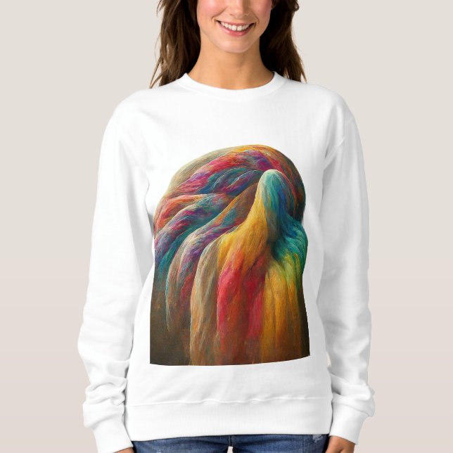 Sweatshirt T-shirt unique avec glissière en arc-en-ciel (Devant)