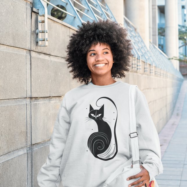 SWEATSHIRT T-SHIRT VINTAGE CHAT NOIR (Créateur téléchargé)
