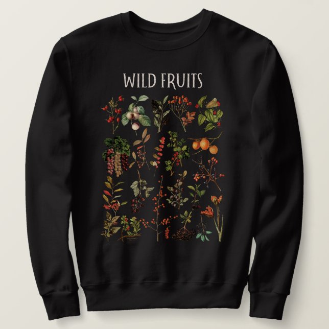 Sweatshirt Tableau botanique de fruits sauvages rétro vintage (Design devant)