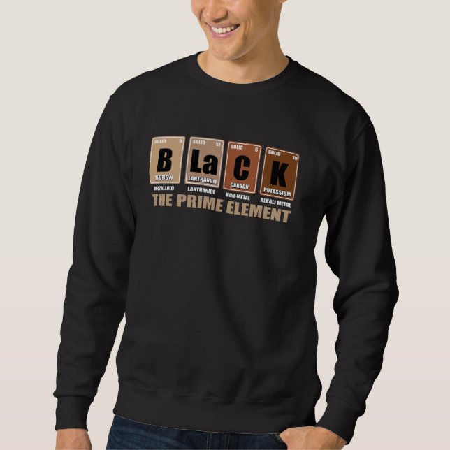 Sweatshirt Tableau Périodique Noir Le Premier Élément Mois de (Devant)
