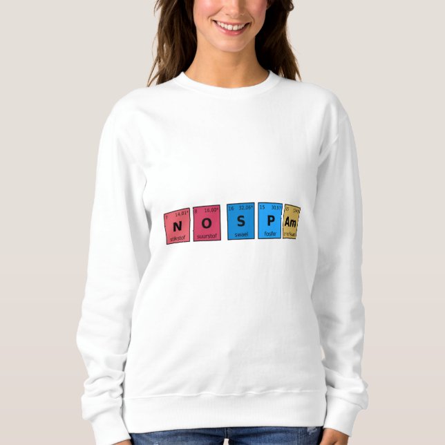 Sweatshirt Tableau périodique sans spam (Devant)
