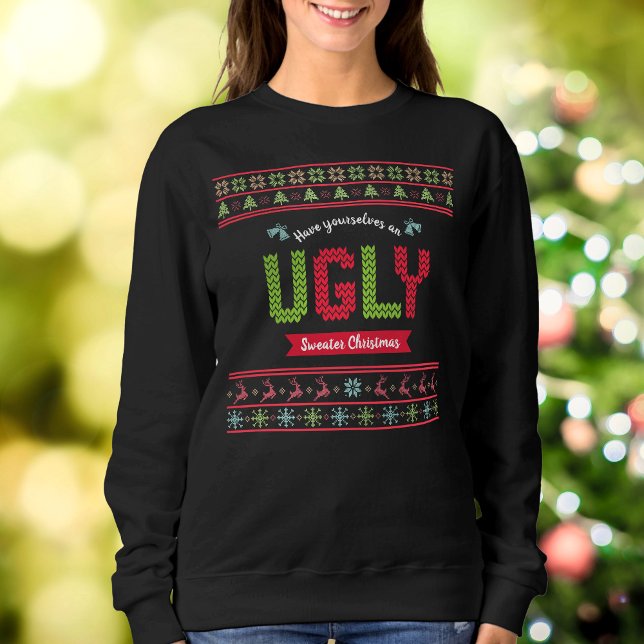 Sweatshirt Tackic Christmas Nordic Red Green Knit Motif Ugly (Créateur téléchargé)