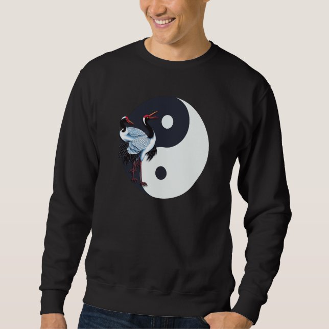 Sweatshirt Tai Chi White Crane Yin Yang Qi Gong Chinese White (Devant)