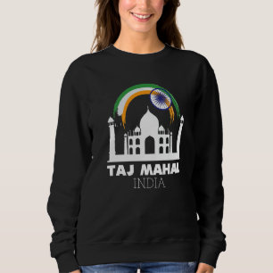 Sweatshirt Taj Mahal d'Asie avec le temple du drapeau indien 