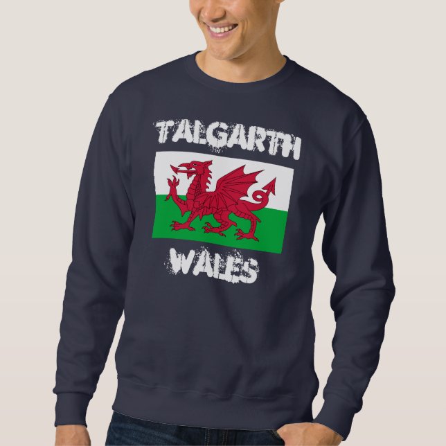 Sweatshirt Talgarth, Pays de Galles avec drapeau gallois (Devant)