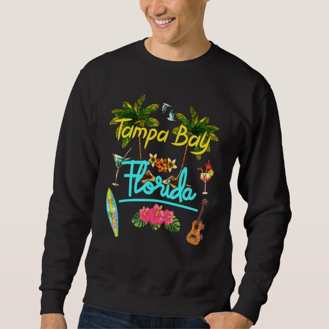 Sweatshirt Tampa Bay Florida Beach Summer Palm Surf Sun Set P (Devant)