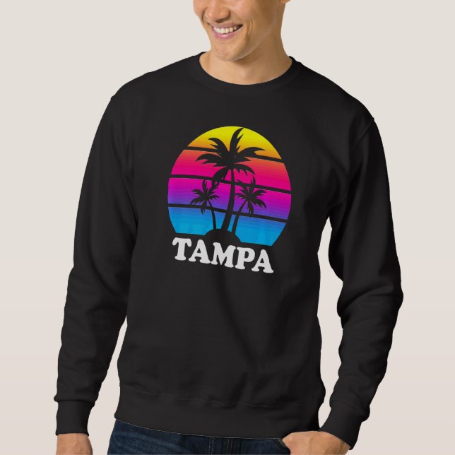 Sweatshirt Tampa Floride Rétro Palm Tree coucher de soleil pl (Devant)