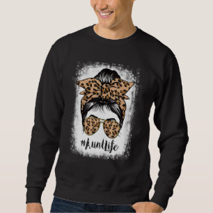 Sweatshirt Tante blanchie Vie Messy Cheveux Bun Leopard Mère