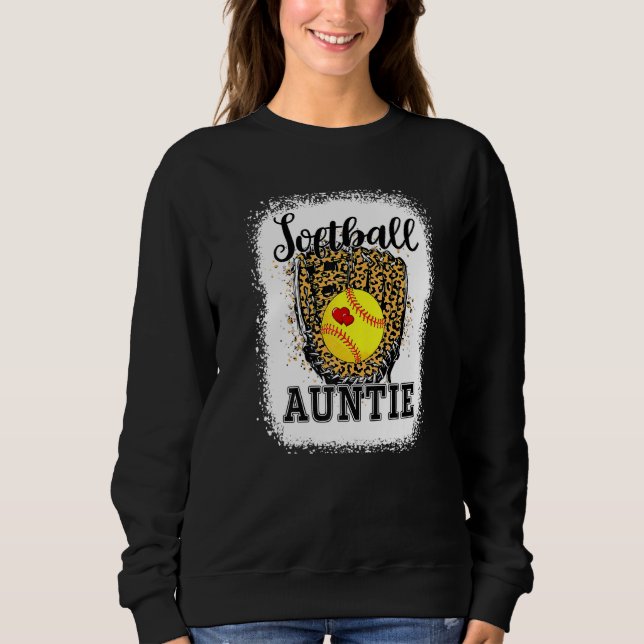 Sweatshirt Tante de softball bleu Tante de Jour de Leopard (Devant)