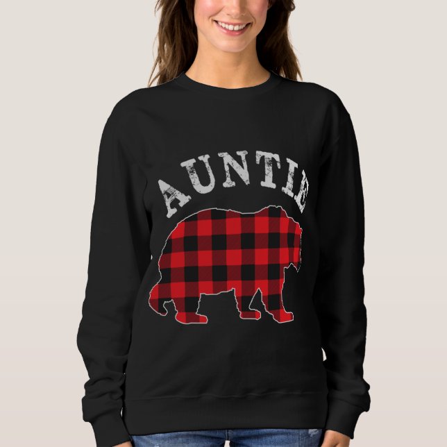 Sweatshirt Tante Mama Bear RED Black Buffalo Plaid Checker P (Devant)