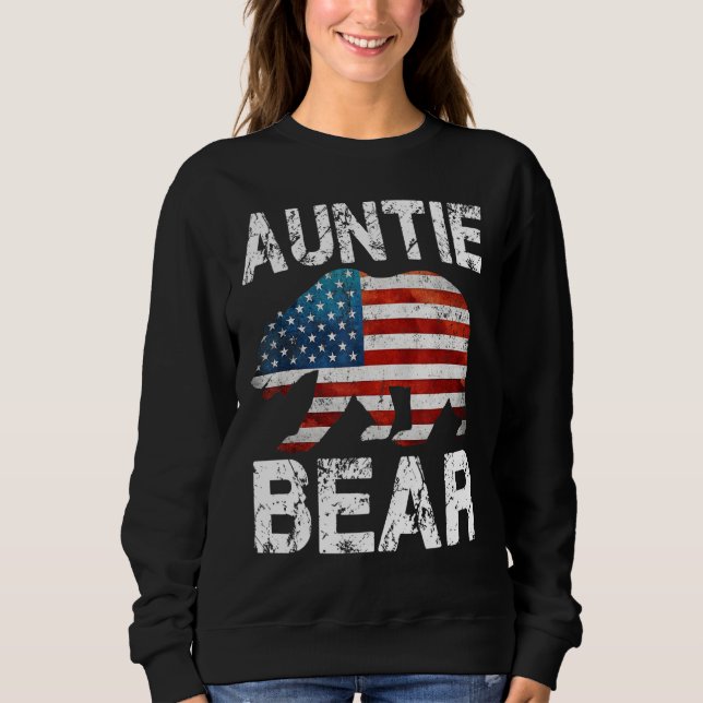 Sweatshirt Tante Ours Patriotique Drapeau Correspondant Famil (Devant)