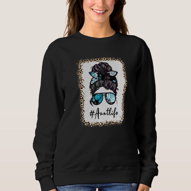 Sweatshirt Tante Vie Bleached Auntlife Leopard Messy Bun Moth (Devant)