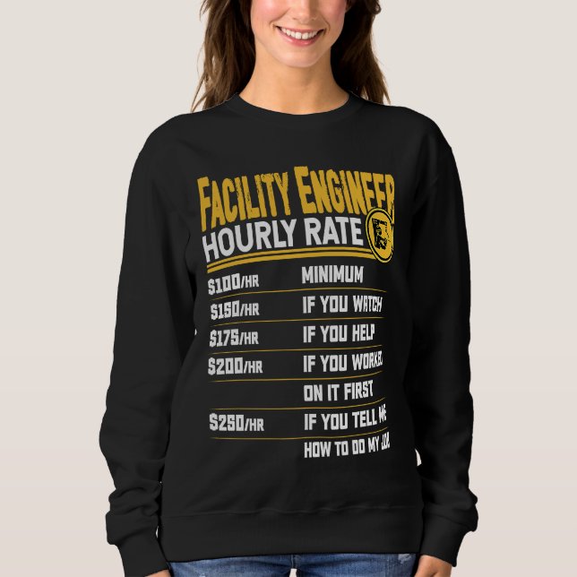 Sweatshirt Tarif horaire de l'ingénieur de l'installation   T (Devant)