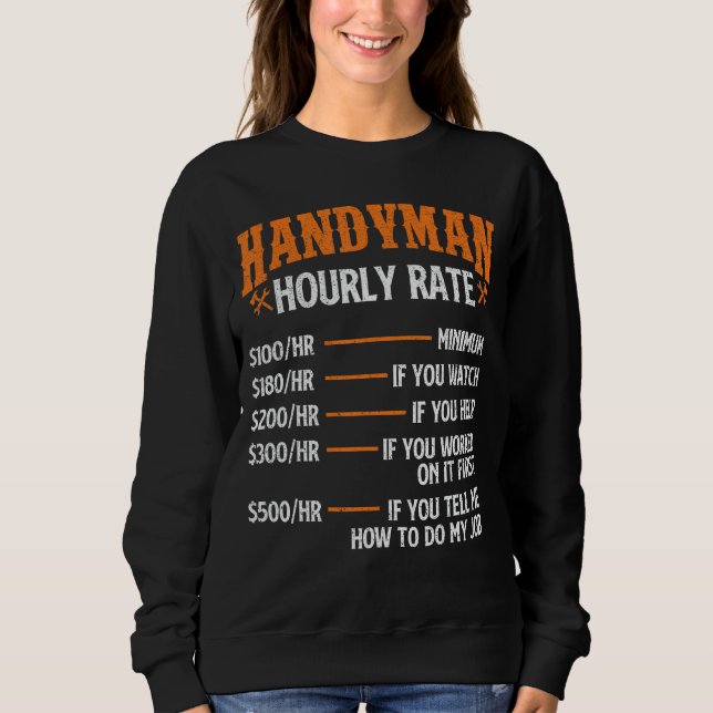 Sweatshirt Tarif horaire Handyman - Réparateur Main (Devant)