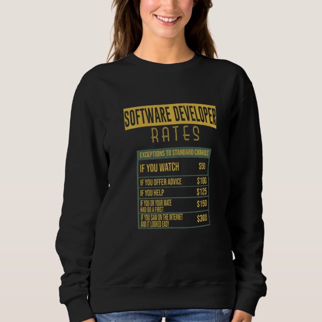 Sweatshirt Tarifs de développeur de logiciels Profession Carr (Devant)