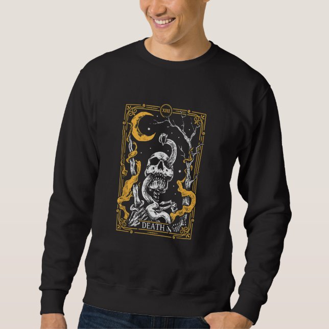 Sweatshirt Tarot Card Death XIII Tarot Card Scary Tree Skull (Devant)