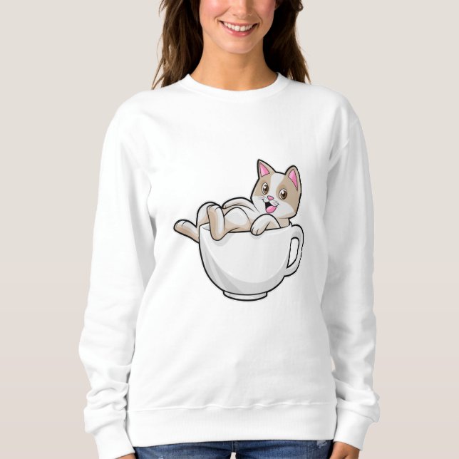Sweatshirt Tasse de thé de chat (Devant)