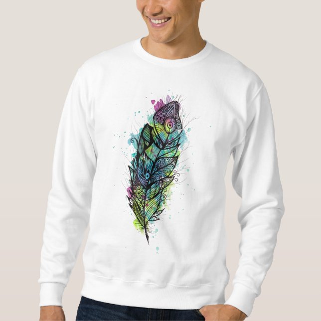 Sweatshirt Tatouage de plume d'aquarelle (Devant)