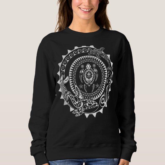 Sweatshirt Tatouage polynésien maori Orca Dolphin Turtle Scub (Devant)