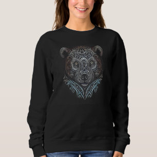 Sweatshirt Tatouage Tribal Ours Visage Grizzly Ursa Animaux S