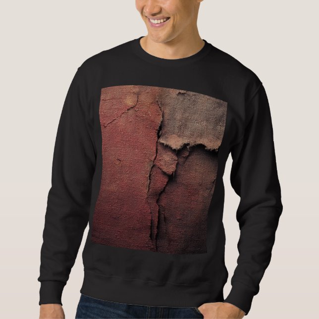 Sweatshirt Tattered Canvas Abstract in Rust and Earth (Devant)