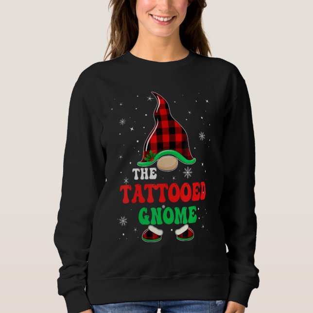 Sweatshirt Tattooed Gnome Buffalo Plaid Matching Christmas Gr (Devant)