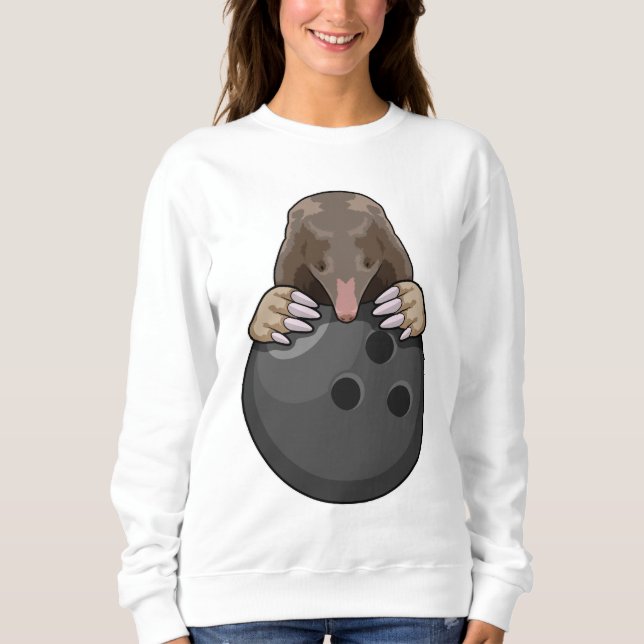 Sweatshirt Taupe au bowling avec boule de bowling (Devant)