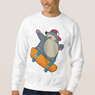 Sweatshirt Taupe en patineur avec planche à roulettes