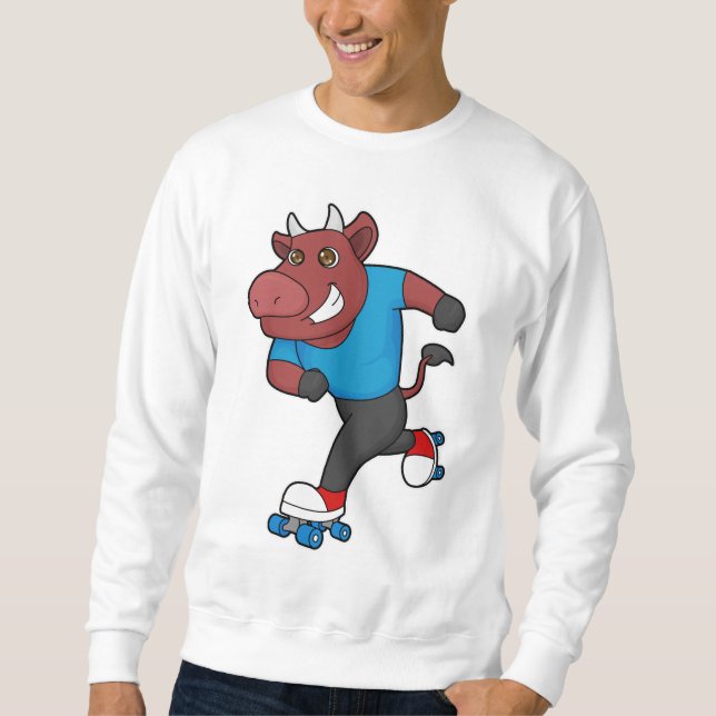 Sweatshirt Taureau au patinage en ligne avec des patins à rou (Devant)