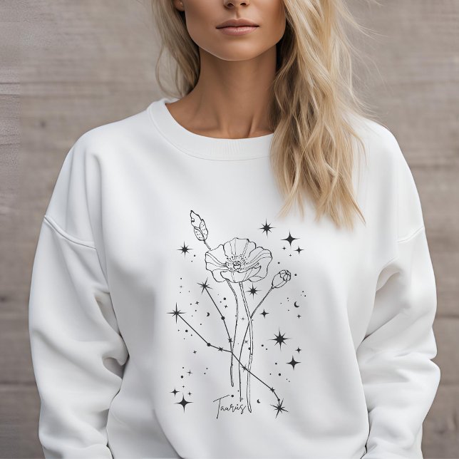 Sweatshirt Taurus floral blanc pour femmes (Créateur téléchargé)