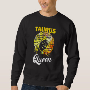 Sweatshirt Taurus Reine femme noire Afro cheveux naturels Afr
