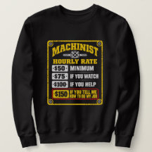 Taux Horaire de Machiniste Drôle Cadeau Sarcasique