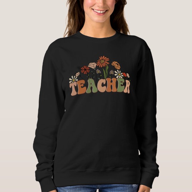Sweatshirt Teach Peace Teacher Inspiration Peace Sign Hippie  (Devant)