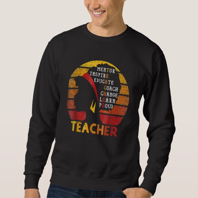 Sweatshirt Teacher Black History Month Afro African Prde Men  (Devant)
