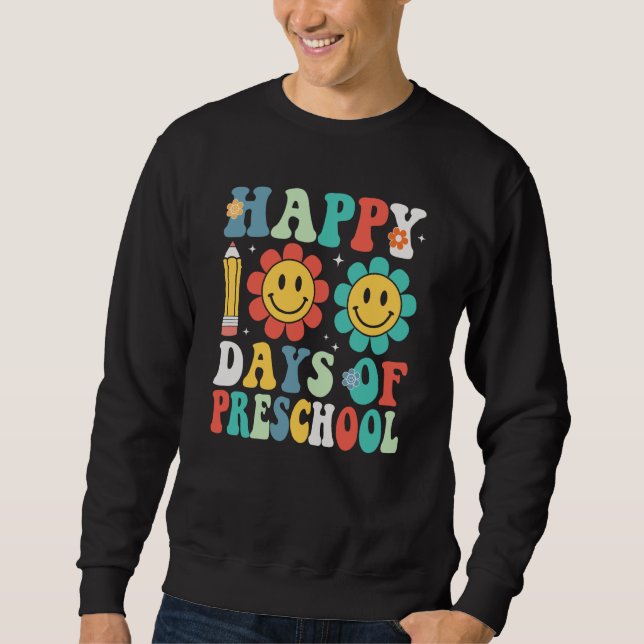 Sweatshirt Teacher Kids Groovy 100 Days Happy 100th Day Of Pr (Devant)