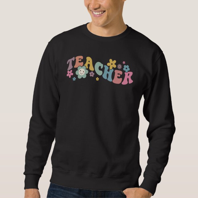 Sweatshirt Teacher Kindergarten  Teacher  Women Flowers Retro (Devant)