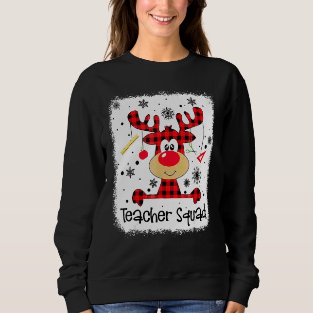 Sweatshirt Teacher Squad Cute Red Plaid Reindeer Snow  Christ (Devant)