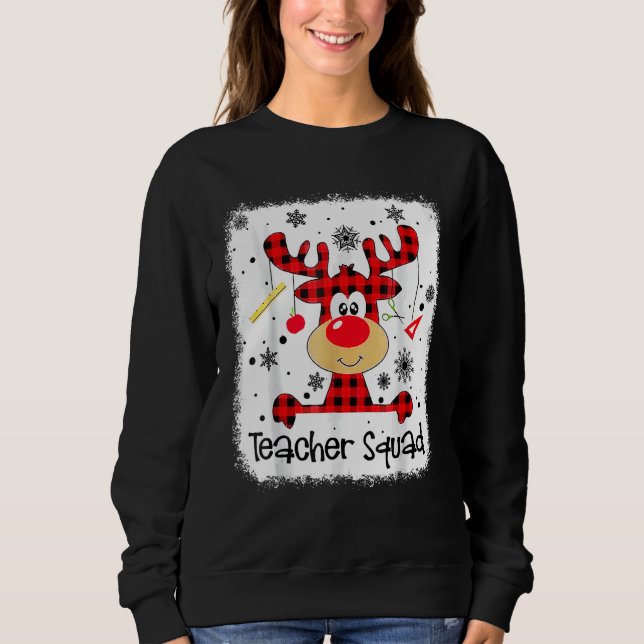 Sweatshirt Teacher Squad Cute Red Plaid Reindeer Snow  Christ (Devant)