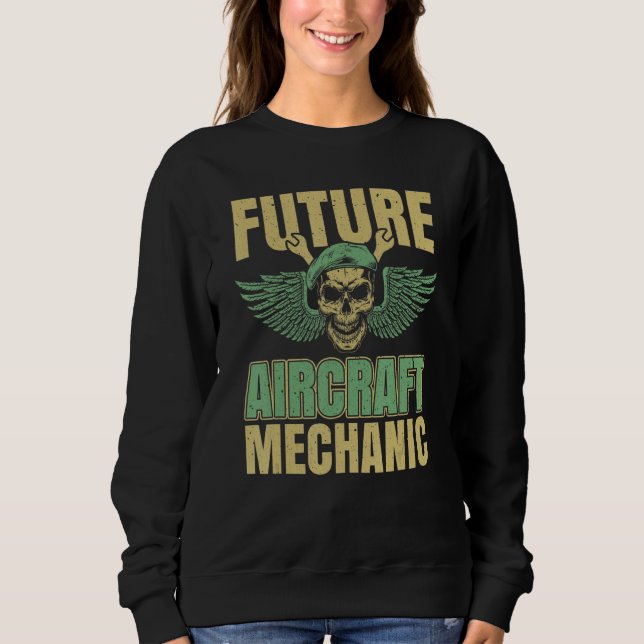 Sweatshirt Technician Skull  Engineer Aircraft Mechanic 1 (Devant)